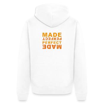 Made Perfect - du bist perfekt gemacht! - Unisex Premium Bio Zip Hoodie - Weiß - Hinten - Thijin (182cm)