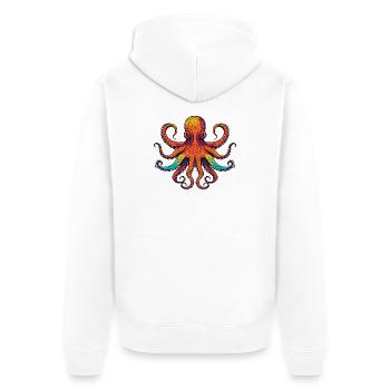 Bunter Oktopus Regenbogenlook - Unisex Premium Bio Zip Hoodie - Weiß - Hinten - Thijin (182cm)