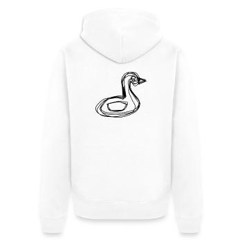 Schwan handgezeichnet - Unisex Premium Bio Zip Hoodie - Weiß - Hinten - Thijin (182cm)