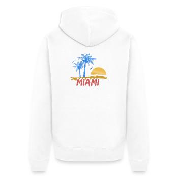 Geschenk für Miami - Unisex Premium Bio Zip Hoodie - Weiß - Hinten - Thijin (182cm)