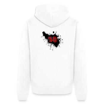 50e anniversaire - Veste à capuche bio Premium Unisexe - blanc - Dos - Thijin (182cm)