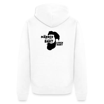 Männer mit Bart Mann Liebe Geschenk Spruch - Unisex Premium Bio Zip Hoodie - Weiß - Hinten - Thijin (182cm)