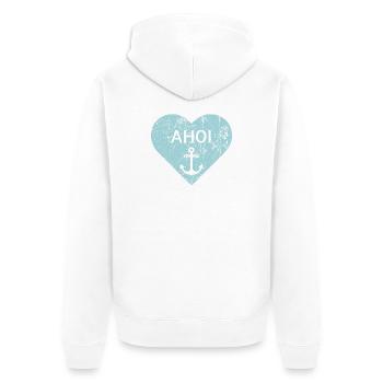 Maritimes Herz - Unisex Premium Bio Zip Hoodie - Weiß - Hinten - Thijin (182cm)