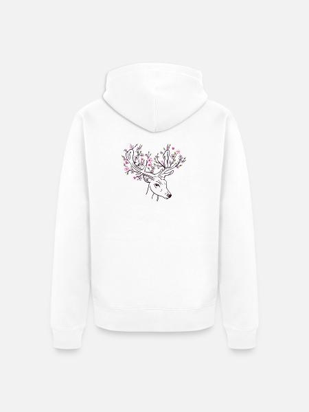 Deer Antlers Deer Flowers Flowers Floral Spring - Unisex Premium Organic Zip Hoodie - white