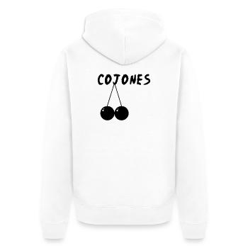 cojones - Unisex Premium Bio Zip Hoodie - Weiß - Hinten - Thijin (182cm)