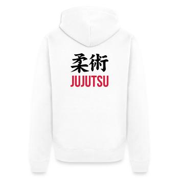 Jujutsu / Ju-jitsu / Jūjutsu / Kampfkünste / Kampf - Unisex Premium Bio Zip Hoodie - Weiß - Hinten - Thijin (182cm)
