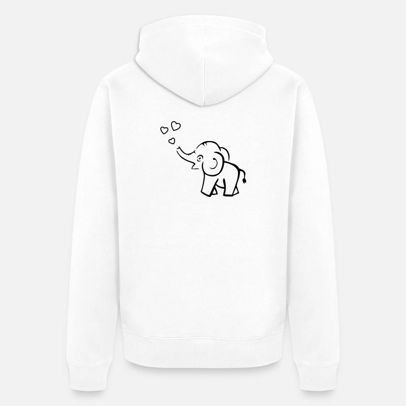 Un éléphant mignon souffle des cœurs - Veste à capuche bio Premium Unisexe - blanc