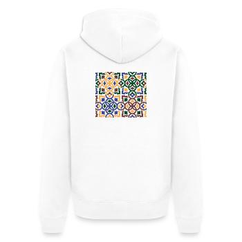Andalusian Tiles 3 (face mask) - Unisex Premium Organic Zip Hoodie - white - Back - Thijin (182cm)