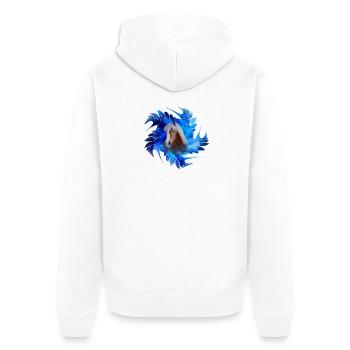 Haflinger Ibiza - Unisex Premium Bio Zip Hoodie - Weiß - Hinten - Thijin (182cm)