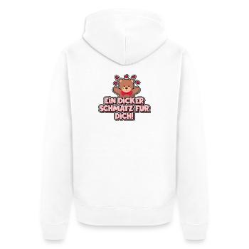 Ein dicker Schmatz für dich! Bär - Bären - Unisex Premium Bio Zip Hoodie - Weiß - Hinten - Thijin (182cm)
