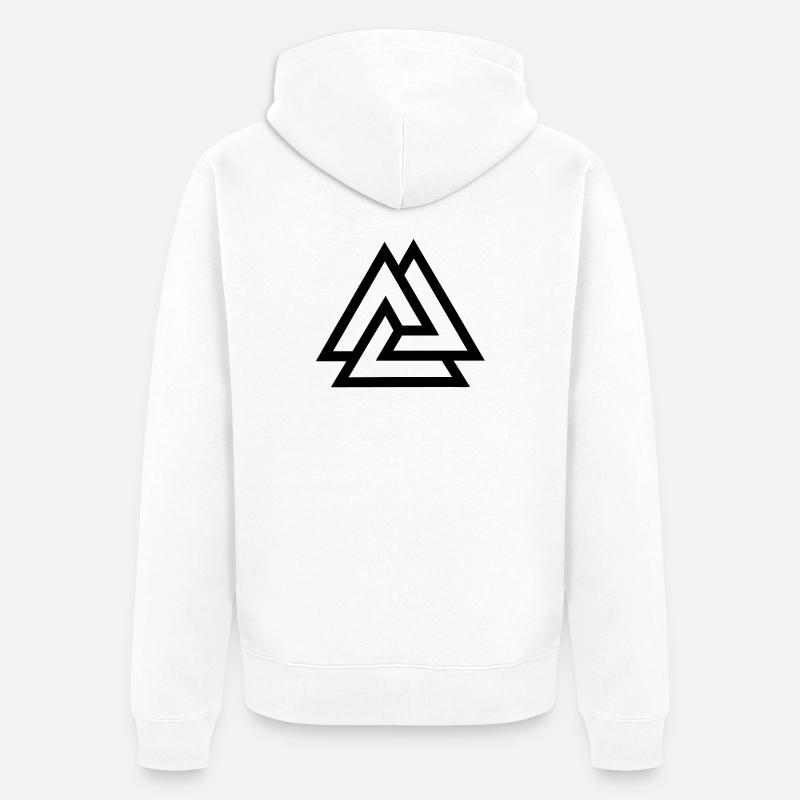 Nœud valknut tombé au combat - Veste à capuche bio Premium Unisexe - blanc