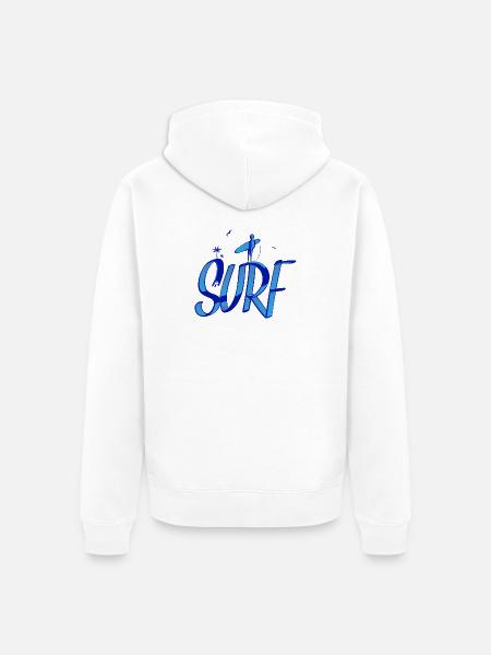 surfing, surfing, surfer - Ekologiczna rozpinana bluza z kapturem Premium unisex - biały