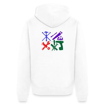 Farbe des Bauarbeiterwerkzeugs - Unisex Premium Bio Zip Hoodie - Weiß - Hinten - Thijin (182cm)