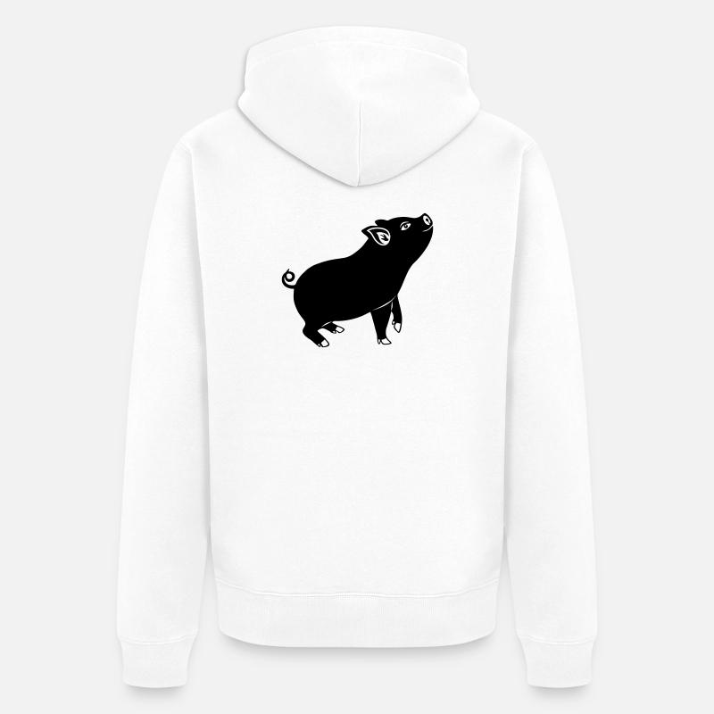 Emblème du cochon Image de l’ombre - Veste à capuche bio Premium Unisexe - blanc