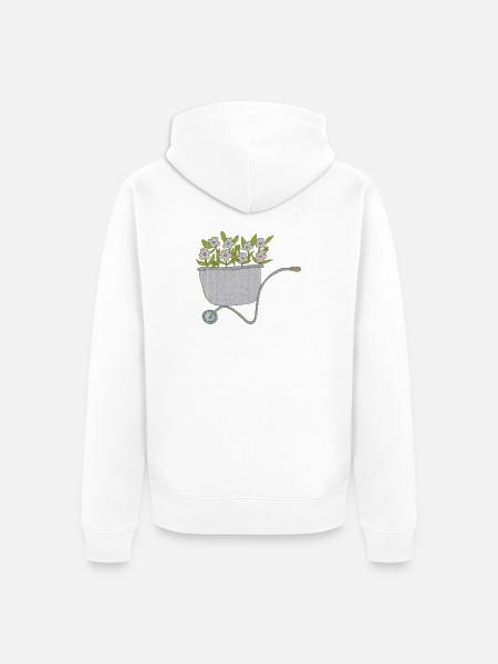 schubkarren blumen - Unisex Premium Bio Zip Hoodie - Weiß