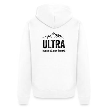 Ultra Running - Courez longtemps. Courez fort. - Veste à capuche bio Premium Unisexe - blanc - Dos - Thijin (182cm)