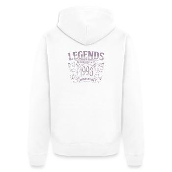 Millésime 1993 Anniversaire - Veste à capuche bio Premium Unisexe - blanc - Dos - Thijin (182cm)