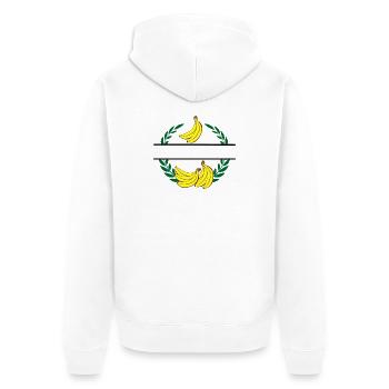 Bananen im Lorbeerkranz mit gelben Bananen - Unisex Premium Bio Zip Hoodie - Weiß - Hinten - Thijin (182cm)