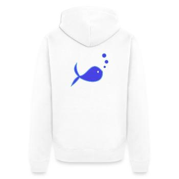 SURF. POISSON. PLAGE. MER. OCEAN. HUMOUR. VACANCES - Veste à capuche bio Premium Unisexe - blanc - Dos - Thijin (182cm)