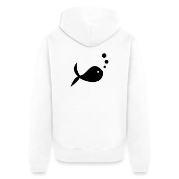 SURF. POISSON. PLAGE. MER. OCEAN. HUMOUR. VACANCES - Veste à capuche bio Premium Unisexe - blanc - Dos - Thijin (182cm)