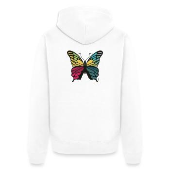 Papillon arc-en-ciel vibrant - Veste à capuche bio Premium Unisexe - blanc - Dos - Thijin (182cm)