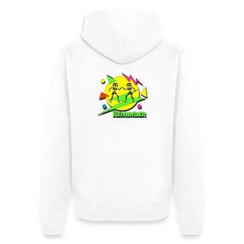 Reminder 80s - Unisex Premium Bio Zip Hoodie - Weiß - Hinten - Thijin (182cm)