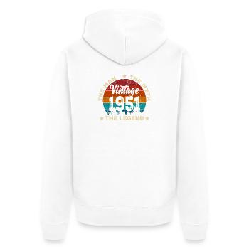 Jahrgang 1951 Legende Kreis Retro - Unisex Premium Bio Zip Hoodie - Weiß - Hinten - Thijin (182cm)