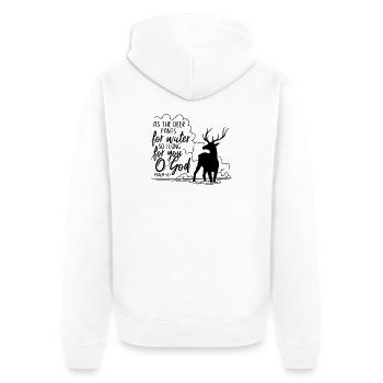 As the deer pants for water - Unisex Premium Bio Zip Hoodie - Weiß - Hinten - Thijin (182cm)