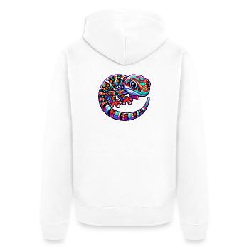 Gecko - Unisex Premium Organic Zip Hoodie - white - Back - Thijin (182cm)