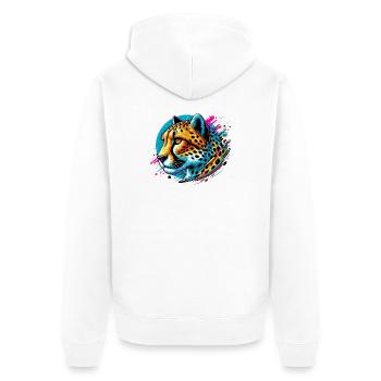 Cheetah - Unisex Premium Organic Zip Hoodie - white - Back - Thijin (182cm)