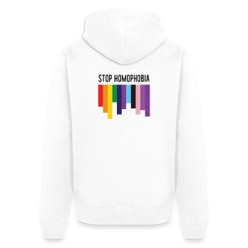 LGBT Pride Month - Stoppt Homophobie - Unisex Premium Bio Zip Hoodie - Weiß - Hinten - Thijin (182cm)