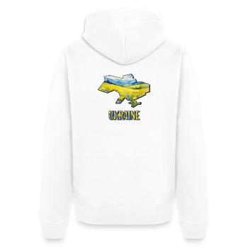 Aquarell Landkarte Ukraine - Unisex Premium Bio Zip Hoodie - Weiß - Hinten - Thijin (182cm)