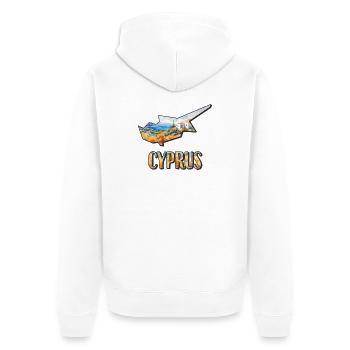 Aquarell Landkarte Zypern - Unisex Premium Bio Zip Hoodie - Weiß - Hinten - Thijin (182cm)