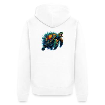 Turtle - Unisex Premium Organic Zip Hoodie - white - Back - Thijin (182cm)