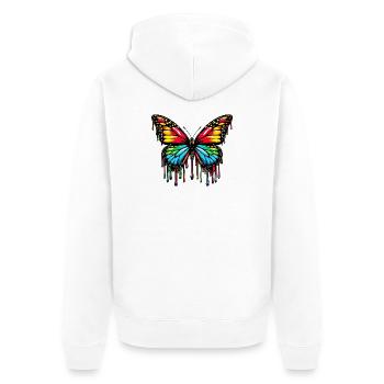 Schmetterling - Unisex Premium Bio Zip Hoodie - Weiß - Hinten - Thijin (182cm)