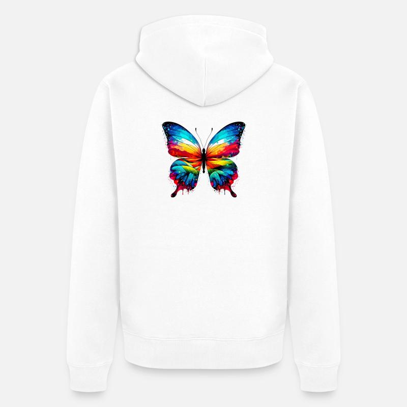 Papillon - Veste à capuche bio Premium Unisexe - blanc