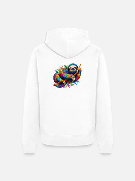 Sloth - Unisex Premium Organic Zip Hoodie - white