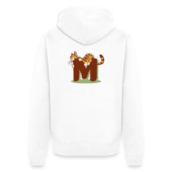 Katze Buchstabe M - Unisex Premium Bio Zip Hoodie - Weiß - Hinten - Thijin (182cm)