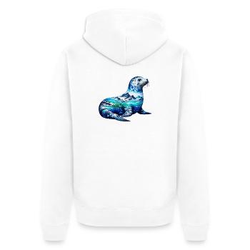 Seal - Unisex Premium Organic Zip Hoodie - white - Back - Thijin (182cm)