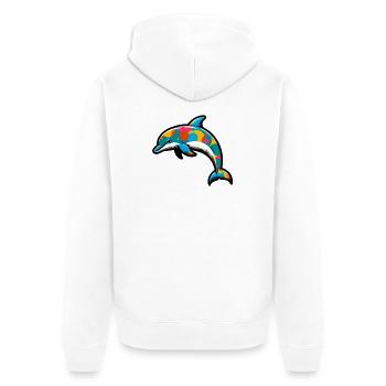 Dolphin - Unisex Premium Organic Zip Hoodie - white - Back - Thijin (182cm)