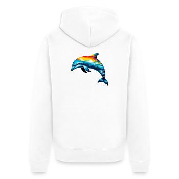 Delfin - Unisex Premium Bio Zip Hoodie - Weiß - Hinten - Thijin (182cm)