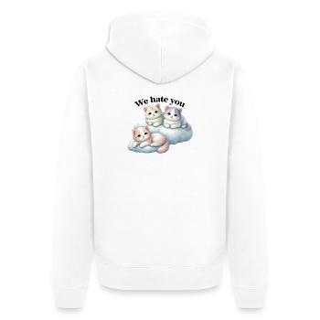 Three fluffy kittens "We hate you" - Unisex Premium Organic Zip Hoodie - white - Back - Thijin (182cm)