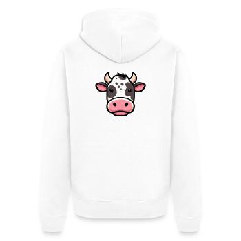 Kuh - Unisex Premium Bio Zip Hoodie - Weiß - Hinten - Thijin (182cm)