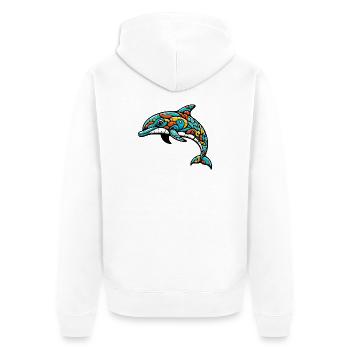 Dolphin - Unisex Premium Organic Zip Hoodie - white - Back - Thijin (182cm)