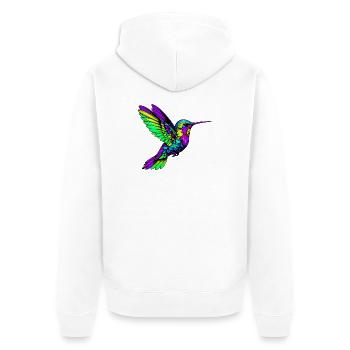 Kolibri - Unisex Premium Bio Zip Hoodie - Weiß - Hinten - Thijin (182cm)