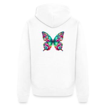 Schmetterling - Unisex Premium Bio Zip Hoodie - Weiß - Hinten - Thijin (182cm)