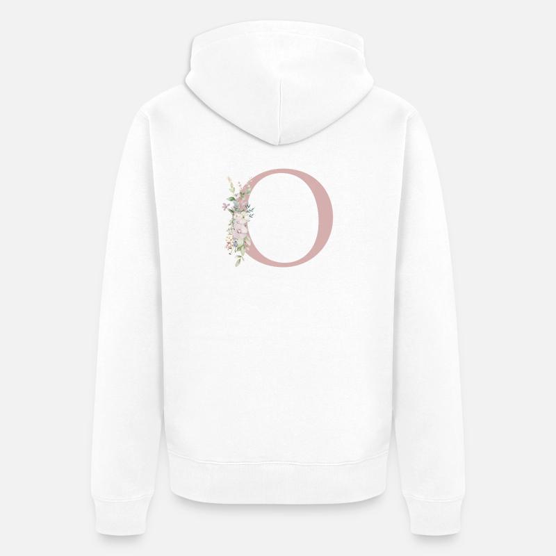 o Monogramme, Floral, Personnalisable - Veste à capuche bio Premium Unisexe - blanc