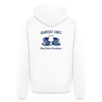 North Sea Vibes - Unisex Premium Organic Zip Hoodie - white - Back - Thijin (182cm)
