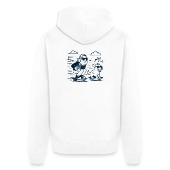 Stay Chill Hipster Skater mit Hund - Unisex Premium Bio Zip Hoodie - Weiß - Hinten - Thijin (182cm)