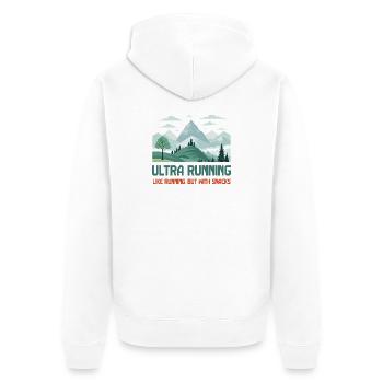 L’ultra running, comme la course à pied mais avec des collations - Veste à capuche bio Premium Unisexe - blanc - Dos - Thijin (182cm)